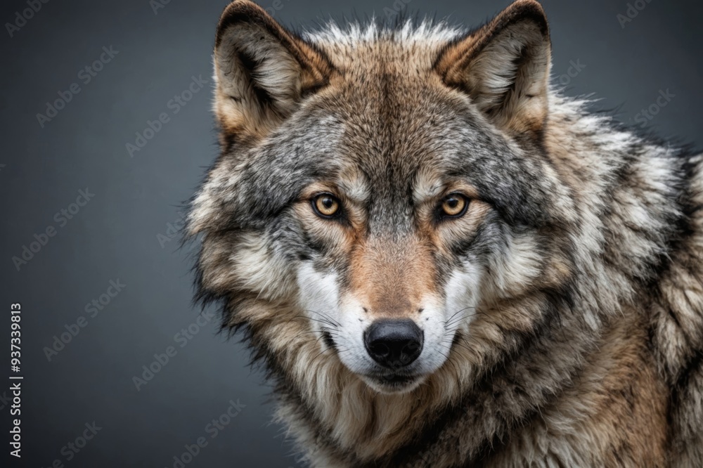 portrait Grey Wolf, fur background portrait Grey Wolf, fur background