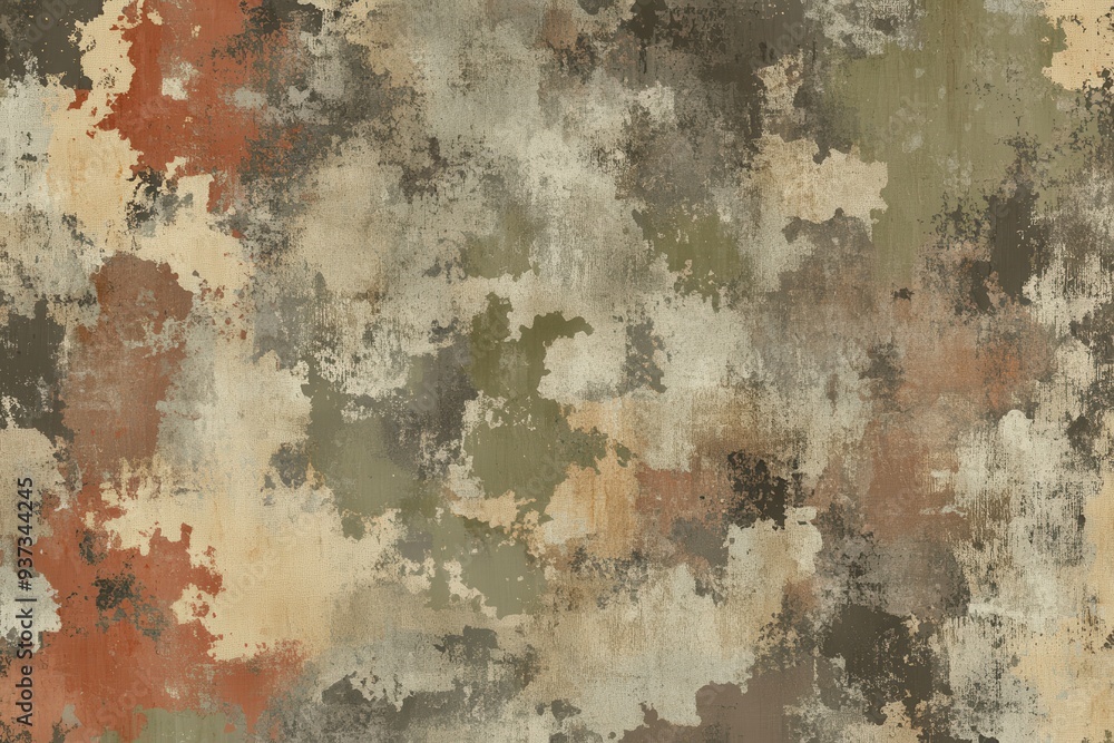 A textured surface featuring a camouflage pattern with earthy tones. A textured surface featuring a camouflage pattern with earthy tones.