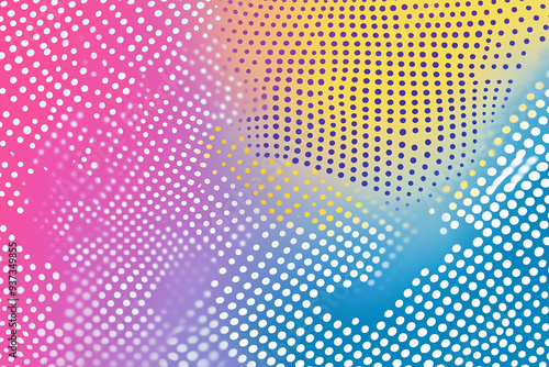 Wallpaper Mural blank layout template with halftone dots, clouds beams and isolated dots pattern on red backdrop. Vector template for ad, covers, Torontodigital.ca