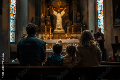 Family praying worship believe, Religion concept.