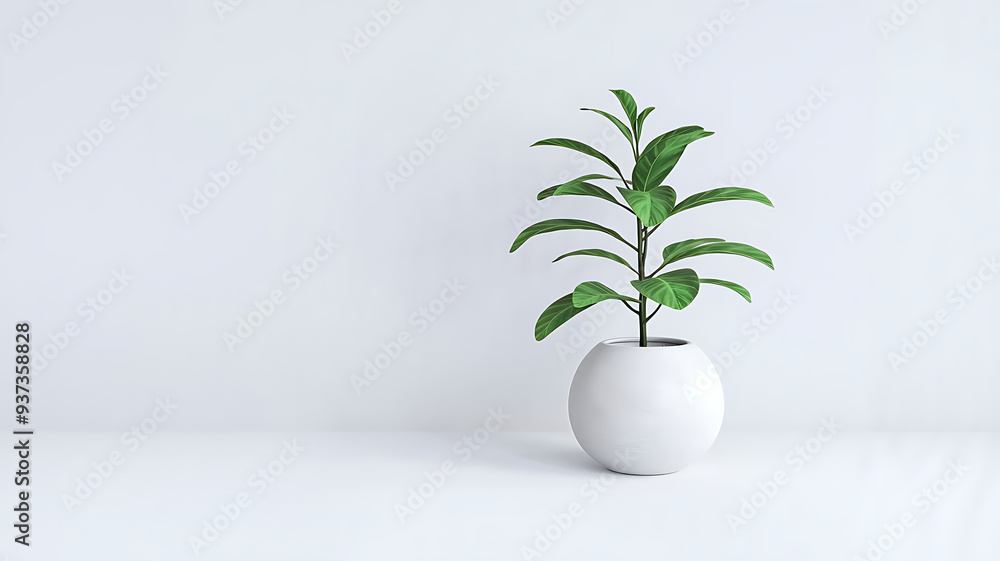 Background with white walls,white pot and plant Background with white walls,white pot and plant
