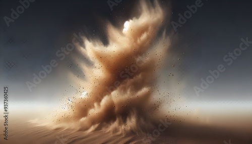 sandstorm sand dust cloud flying small particles isolated in transparent background, PNG photo