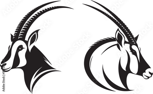 Oryx face silhouette vector with a white background
