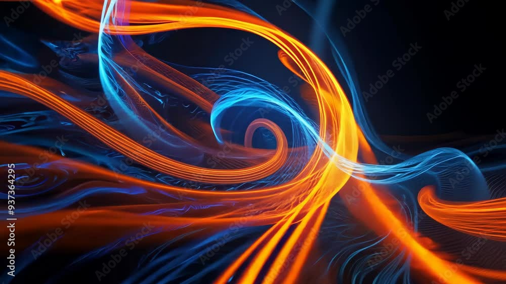 Dynamic swirling blue and orange light patterns create an immersive visual experience at night Dynamic swirling blue and orange light patterns create an immersive visual experience at night