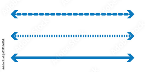 Arrow. Set of long arrow vector, icon. Horizontal double side arrow. Straight long arrow vector icon set. Long arrows left and right in flat style. Long arrow silhouette, symbol, icon design. Eps 10.