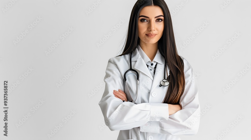 A beautiful look young lady doctor posing confident A beautiful look young lady doctor posing confident