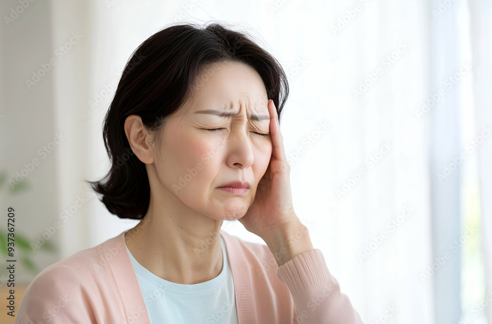 Portrait of an Elderly Woman Experiencing Headache or Stress at Home Portrait of an Elderly Woman Experiencing Headache or Stress at Home