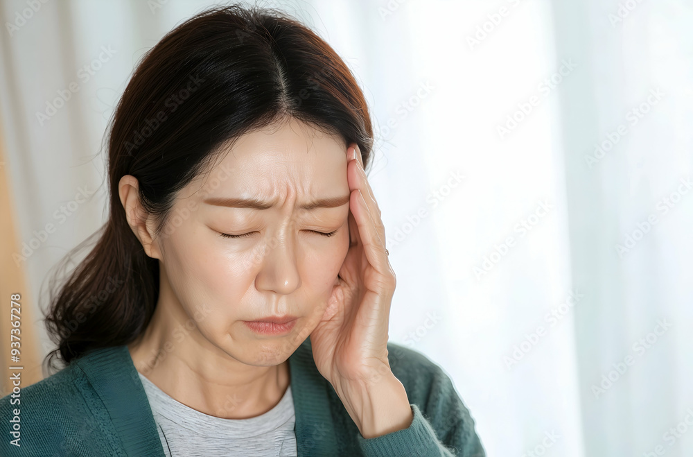 Portrait of an Elderly Woman Experiencing Headache or Stress at Home Portrait of an Elderly Woman Experiencing Headache or Stress at Home