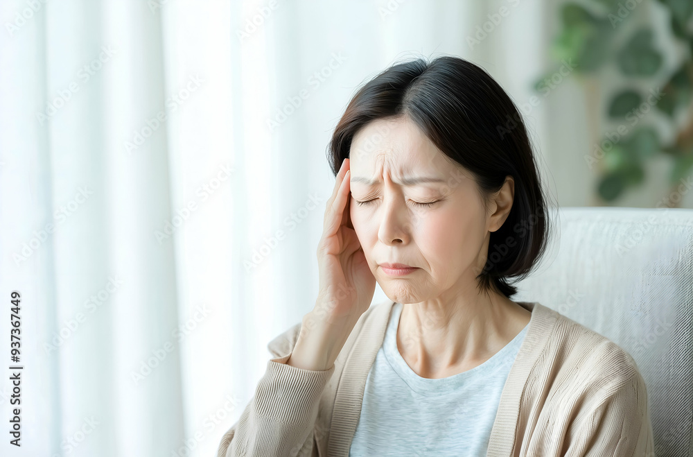 Portrait of an Elderly Woman Experiencing Headache or Stress at Home Portrait of an Elderly Woman Experiencing Headache or Stress at Home