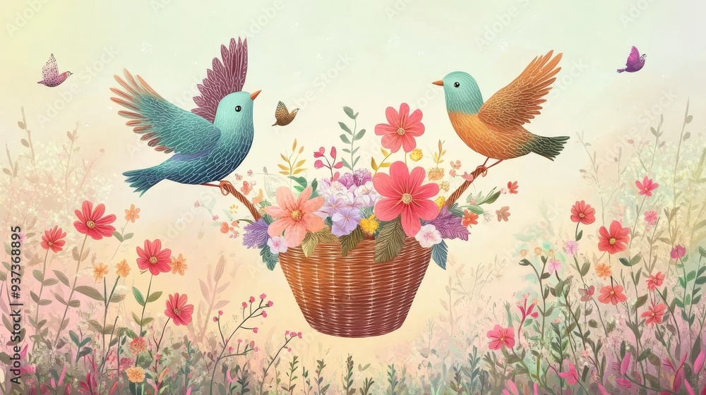Bird flower basket portfolio. Bird flower basket portfolio.