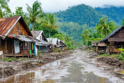 A Muddy Street in a Tropical Village