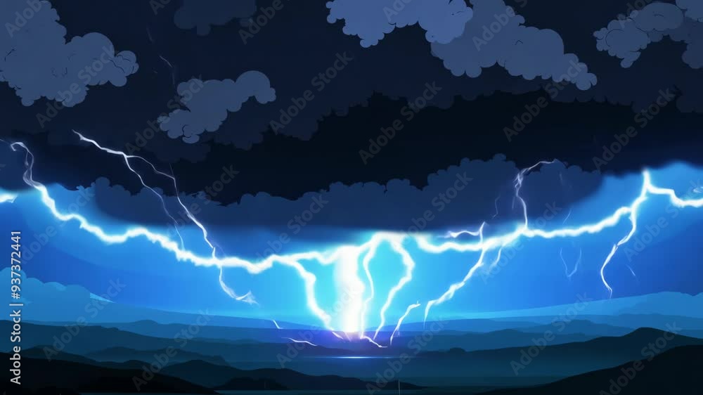 Dramatic lightning storm illuminates the night sky over the ocean in a breathtaking display of nature's power Dramatic lightning storm illuminates the night sky over the ocean in a breathtaking display of nature's power