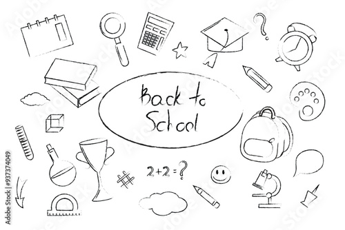 Hand drawn back to school elements perfect for educational materials