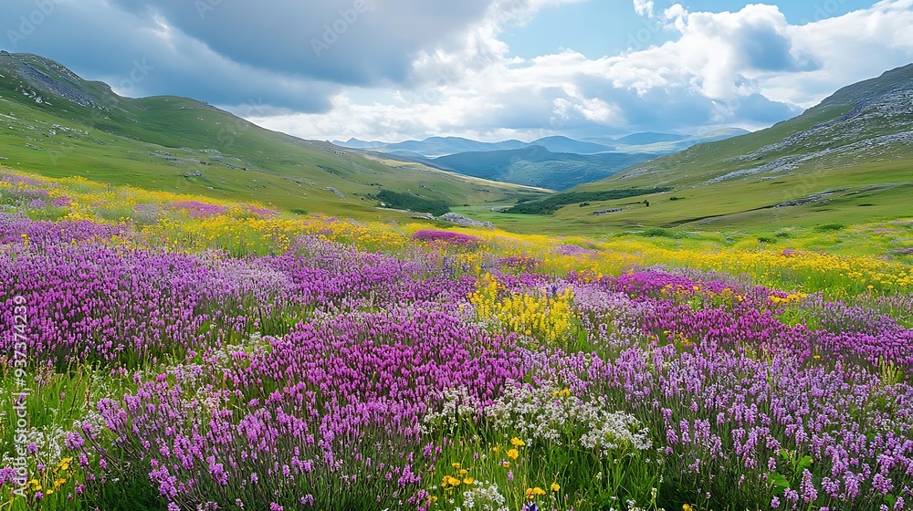Wildflowers Blooming in a Mountain Valley Landscape Photography Wildflowers Blooming in a Mountain Valley Landscape Photography