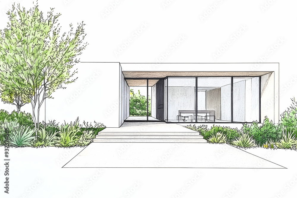 Modern House with Minimalist Landscape Design Modern House with Minimalist Landscape Design