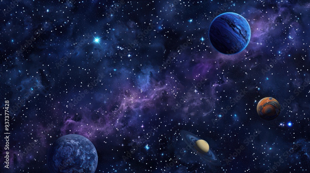 A Cosmic Landscape with Planets, Stars, and Nebulae A Cosmic Landscape with Planets, Stars, and Nebulae