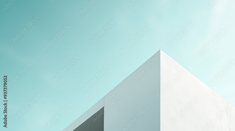A minimalist photograph of a white cube-shaped building, the clean lines and sharp angles create a strong geometric composition against a soft blue sky, more clarity with clear light and sharp focus, A minimalist photograph of a white cube-shaped building, the clean lines and sharp angles create a strong geometric composition against a soft blue sky, more clarity with clear light and sharp focus,
