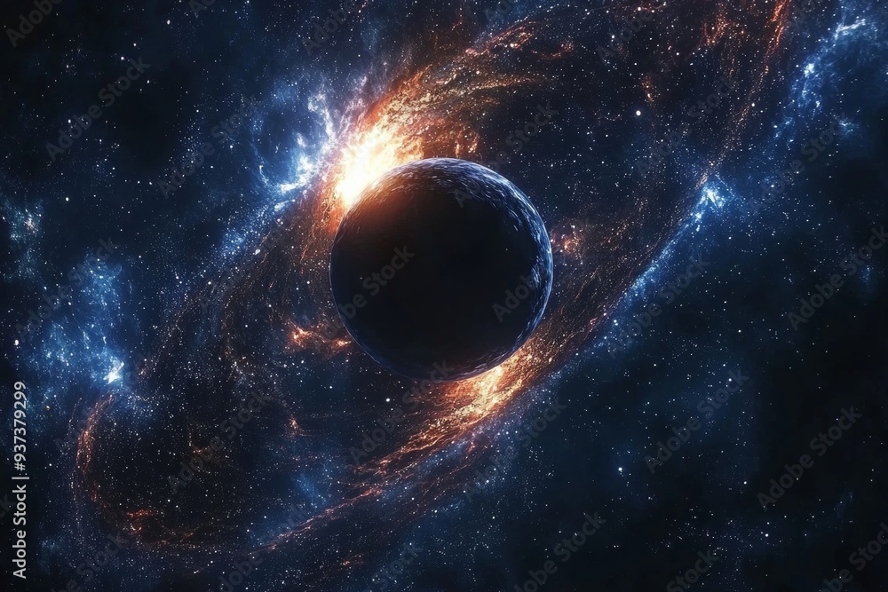 Obraz premium Black hole in space illustration created with Generative AI