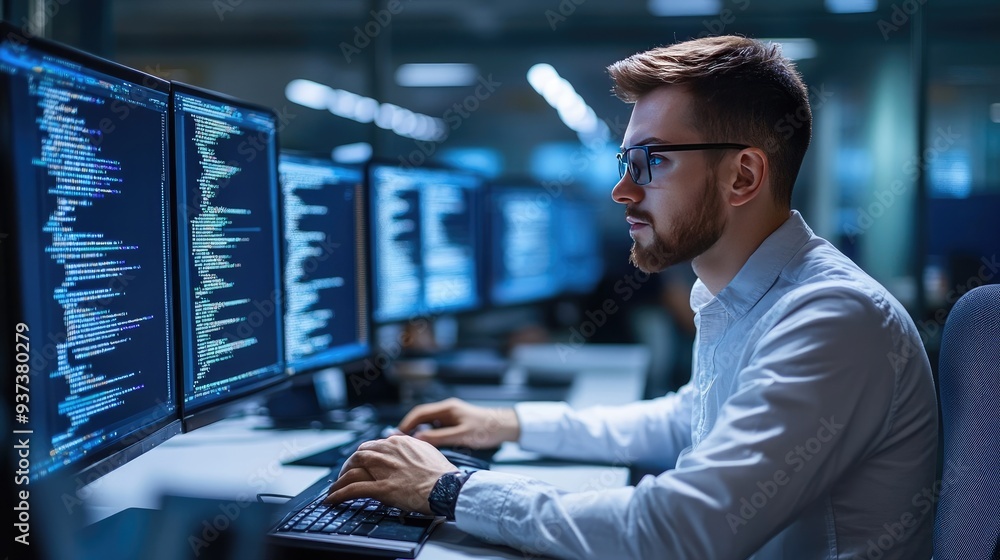 IT Professional Employee in a Modern Office Space IT Professional Employee in a Modern Office Space