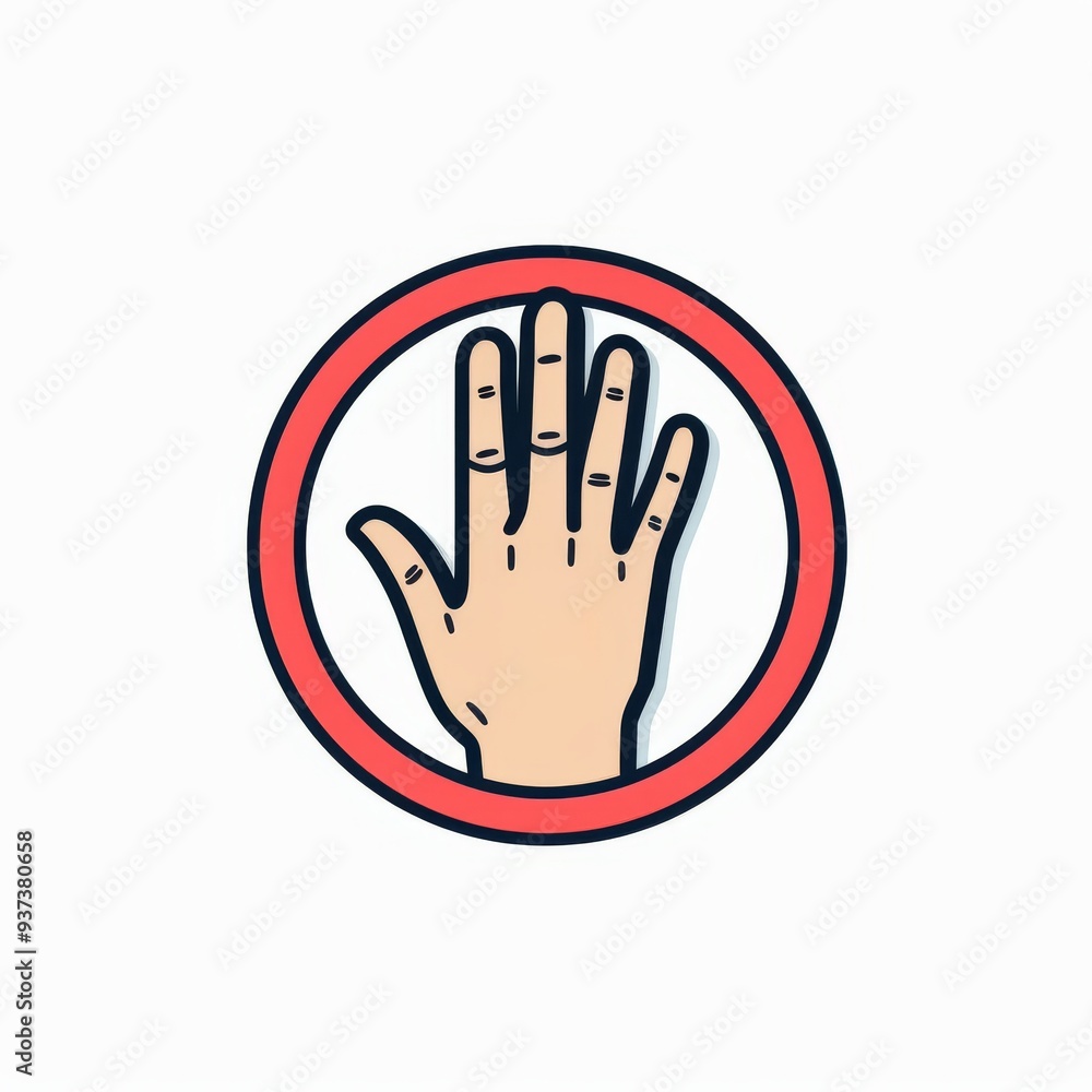 Stop Hand Sign Illustration with Red Circle Border for Safety and Warning Stop Hand Sign Illustration with Red Circle Border for Safety and Warning