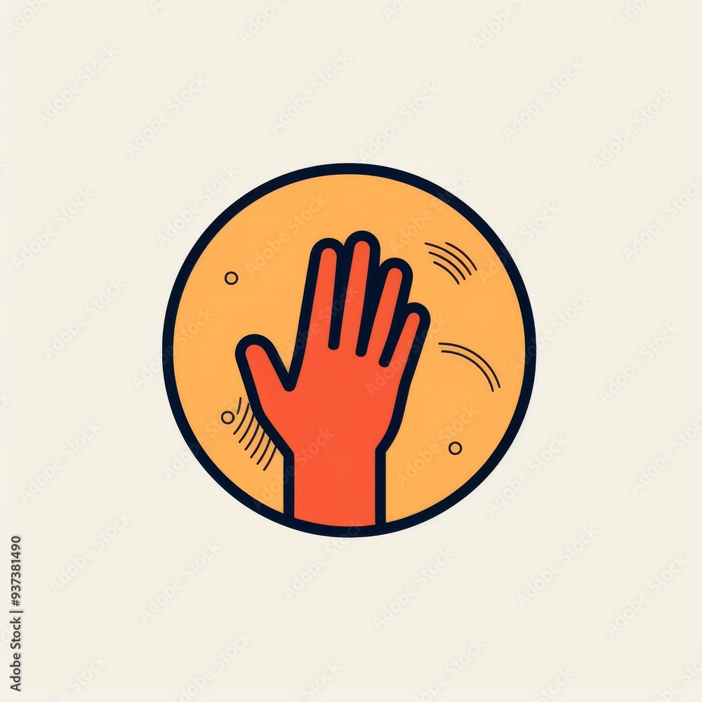 Flat Design Hand Icon with Circular Background - Minimalist Illustration for Various Uses Flat Design Hand Icon with Circular Background - Minimalist Illustration for Various Uses