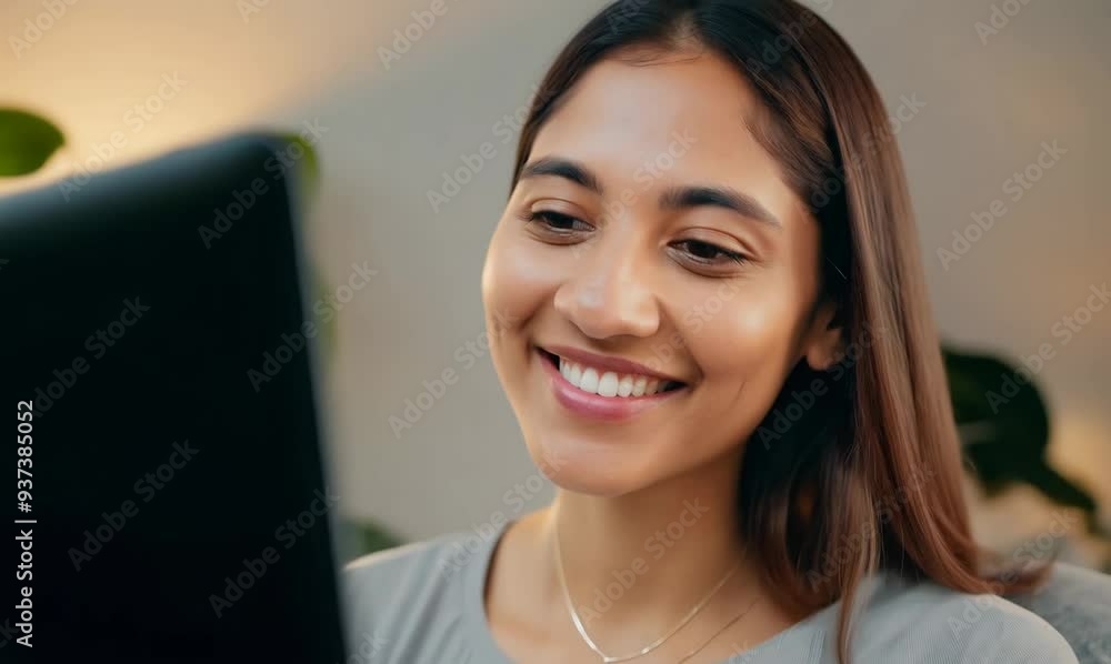 Engaging Bust Shot of a Woman Shopping Online in a Cozy Living Room Engaging Bust Shot of a Woman Shopping Online in a Cozy Living Room