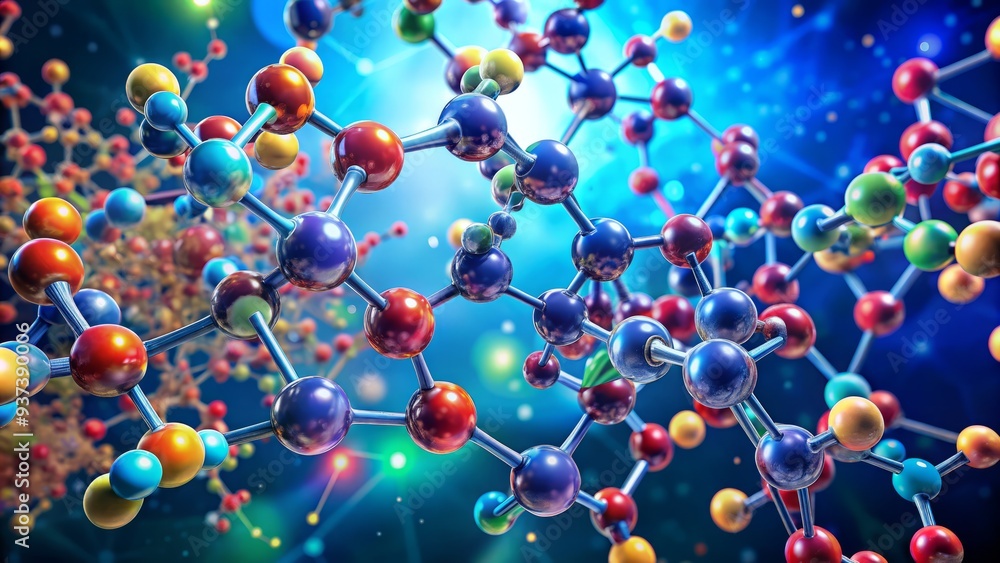 Vibrant insulin molecule structure 3D illustration bold colors modern scientific feel Vibrant insulin molecule structure 3D illustration bold colors modern scientific feel