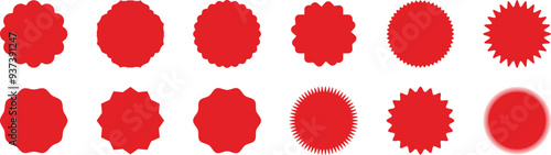 Red starburst sticker set. Special offer price tag. Price sticker, sale sticker, starburst, quality mark, retro silhouette. Sunburst retro sale badge, quality signs, sale icons. star blank label.