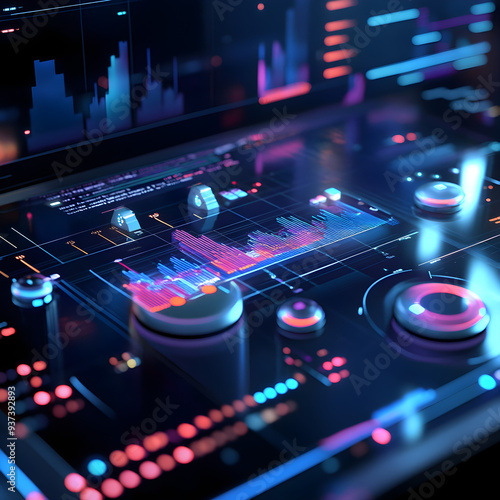 Wallpaper Mural Dj mixing equipment on a blue motherboard in a nightclub Torontodigital.ca