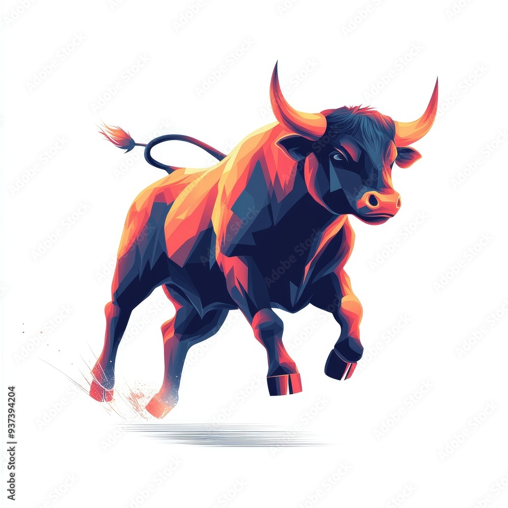Vibrant Abstract Bull Illustration: Dynamic and Powerful Stock Art for Financial Markets Vibrant Abstract Bull Illustration: Dynamic and Powerful Stock Art for Financial Markets