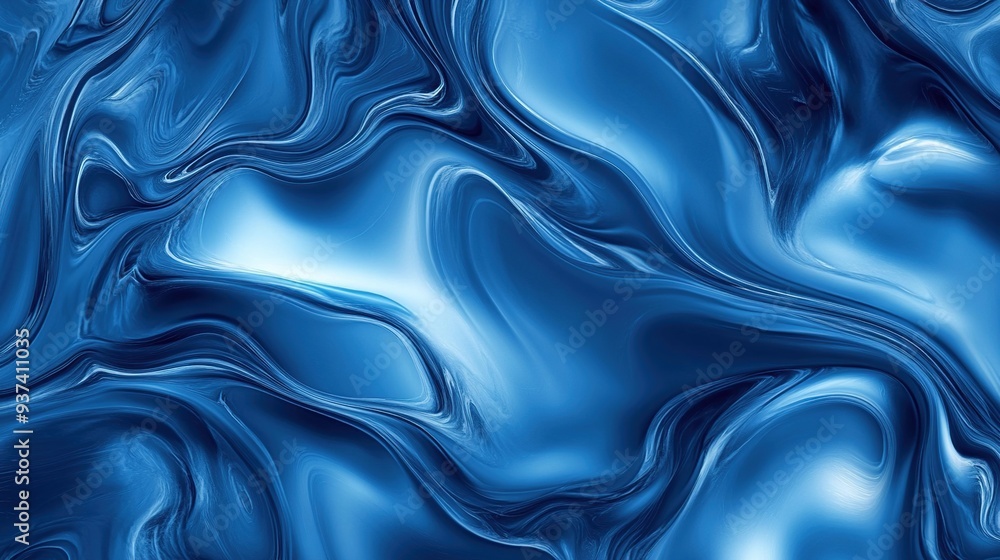 Obraz premium flowing liquid background with smooth, swirling patterns in blue tones