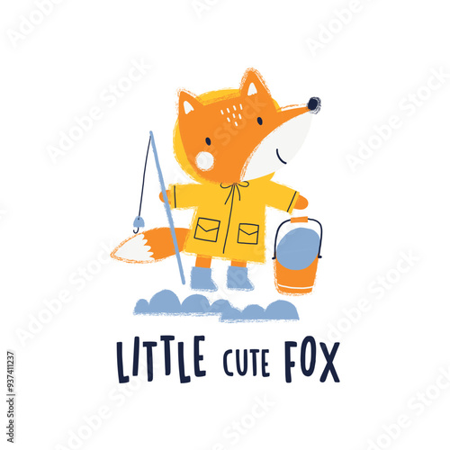 Cute baby fox girl and flower in the spring t-shirt design