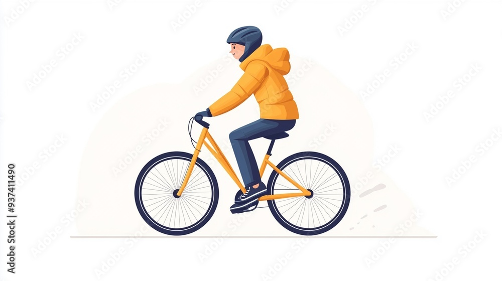 A cartoon-style silhouette of a cyclist wearing a helmet, riding a bicycle A cartoon-style silhouette of a cyclist wearing a helmet, riding a bicycle
