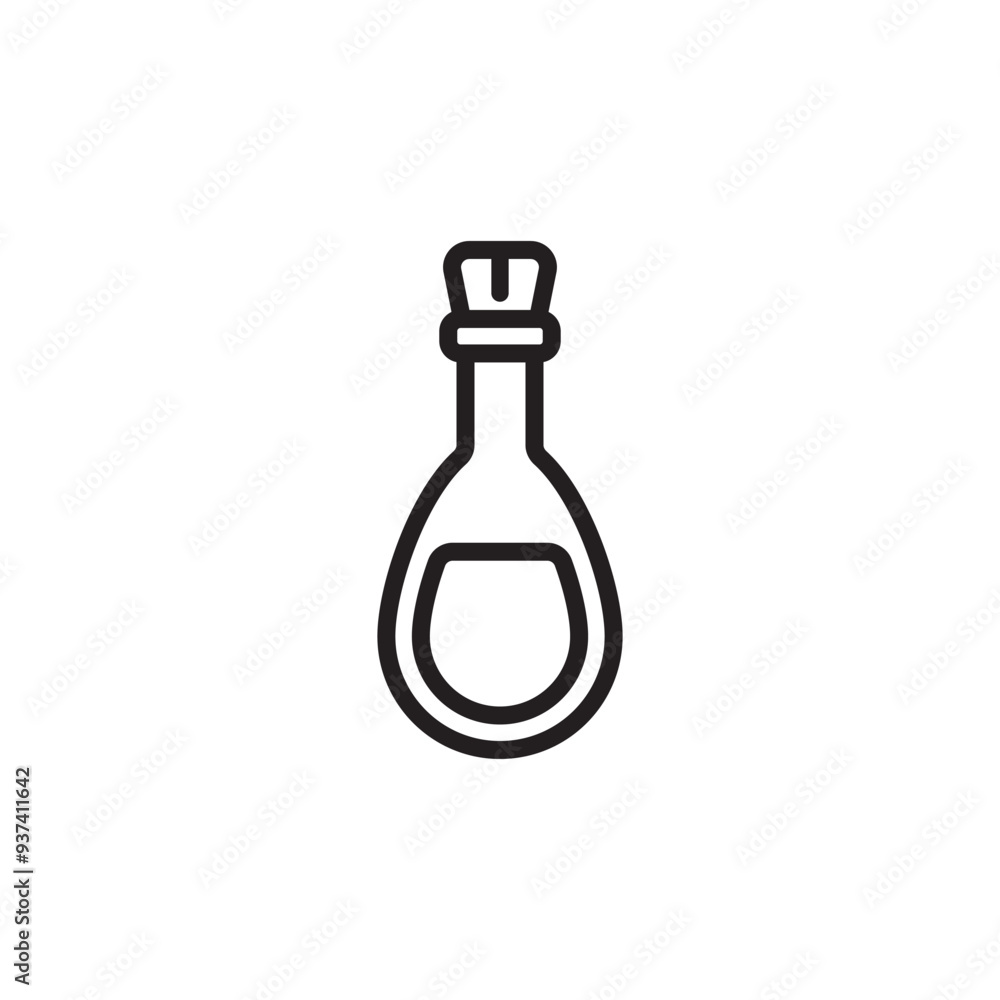 Test tube outline flat icon, laboratory test tube chemical icon, isolated on white background. 