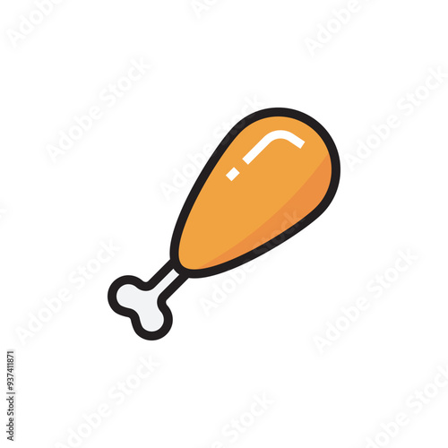 Chicken meat leg flat icon vector illustration. 