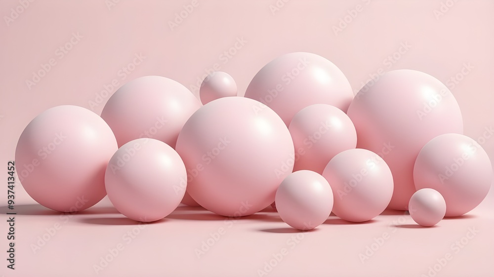 Colorful pink sphere ball background; Abstract composition with different sizes. Colorful pink sphere ball background; Abstract composition with different sizes.