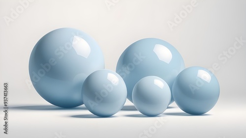 Colorful blue sphere ball background; Abstract composition with different sizes.