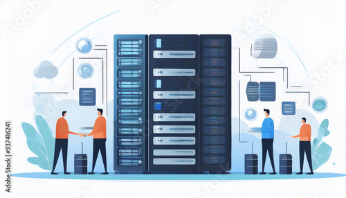 Illustration of Database, Cloud, Big Data, Data Lake, and Data Lakehouse with Network Connectivity