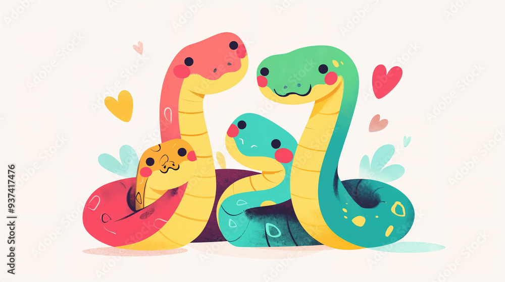 Obraz premium 蛇の家族