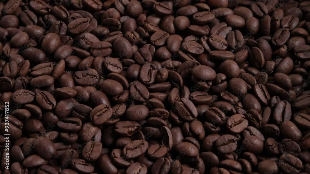 Closeup roasted coffee beans background Closeup roasted coffee beans background