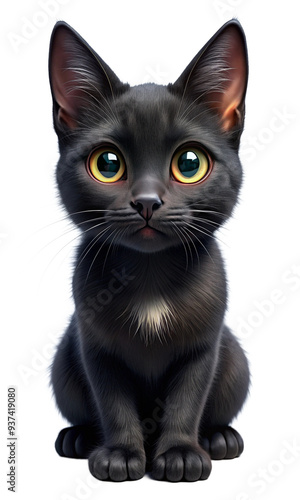 a cute little cat, 3d Realistic highly Quilty detailed, PNG transparent image, AI generative.