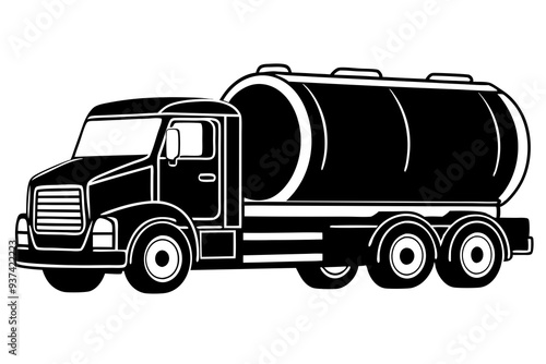 Silhouette of Tanker Truck - Vector Illustration, Tanker Truck Icon, Tanker Truck Clipart photo