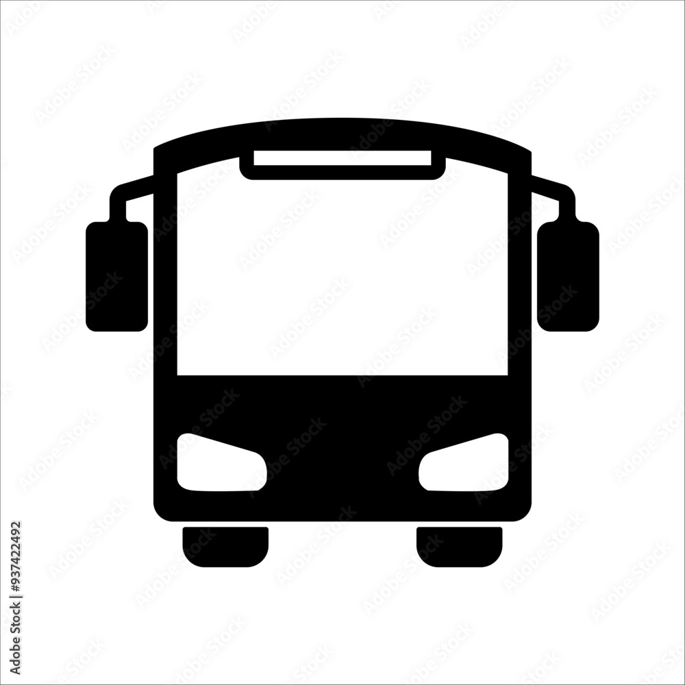 Bus vector icon. Regular public transport symbol. Black silhouette. Front look. Traveling by bus. Bus vector icon. Regular public transport symbol. Black silhouette. Front look. Traveling by bus.