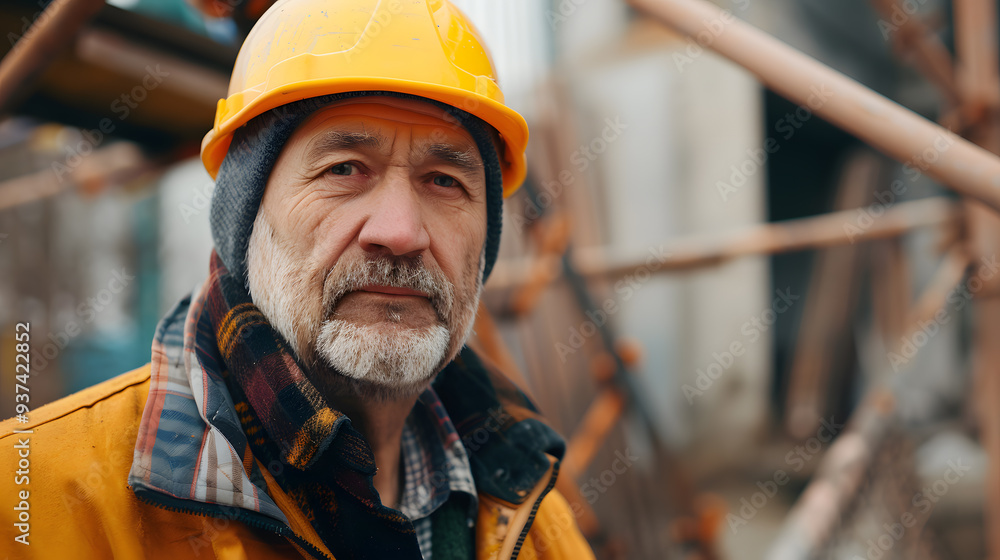 A man, a worker, a builder by profession, in a uniform and a helmet. AI Generated A man, a worker, a builder by profession, in a uniform and a helmet. AI Generated