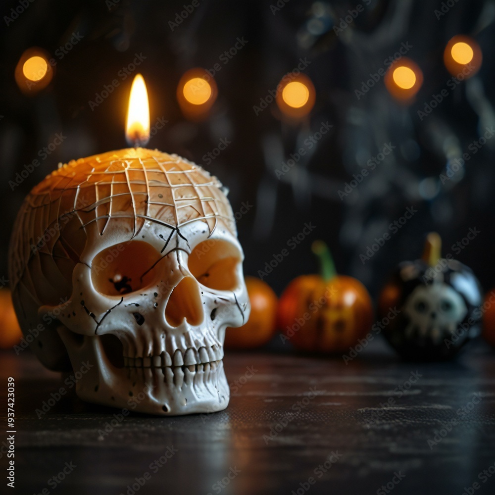 halloween skull and candle