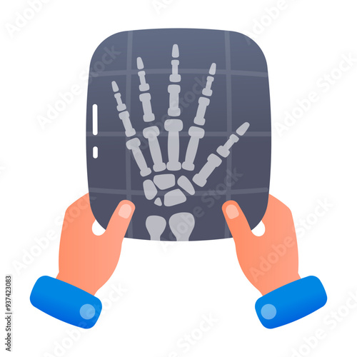 A flat icon of hand xray 