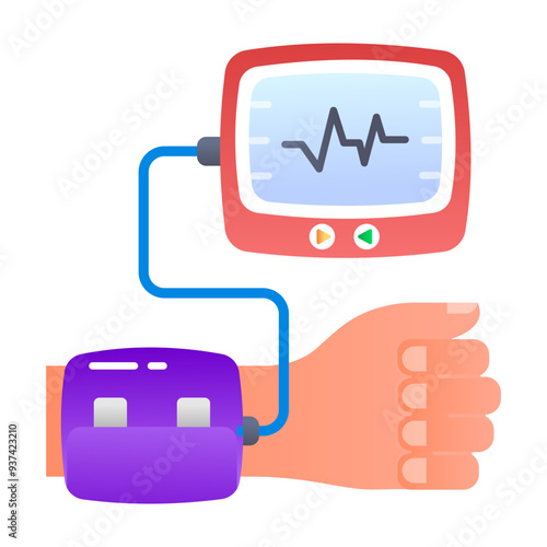 A flat icon of blood pressure checkup 