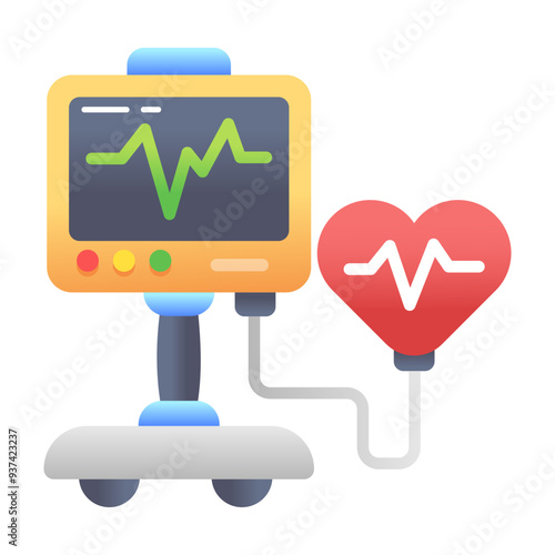 A flat icon of ecg monitor 