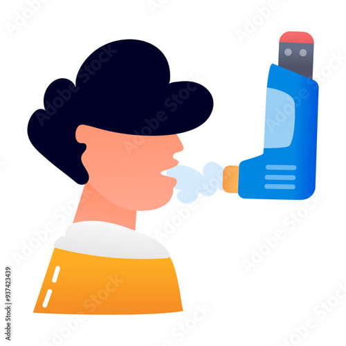 A flat icon of asthma patient 