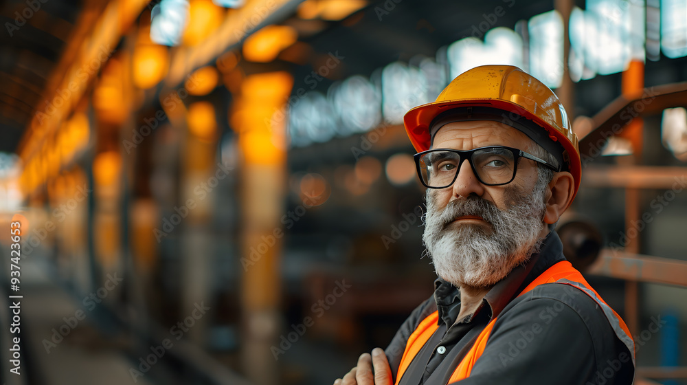 A man, a worker, a builder by profession, in a uniform and a helmet. AI Generated A man, a worker, a builder by profession, in a uniform and a helmet. AI Generated